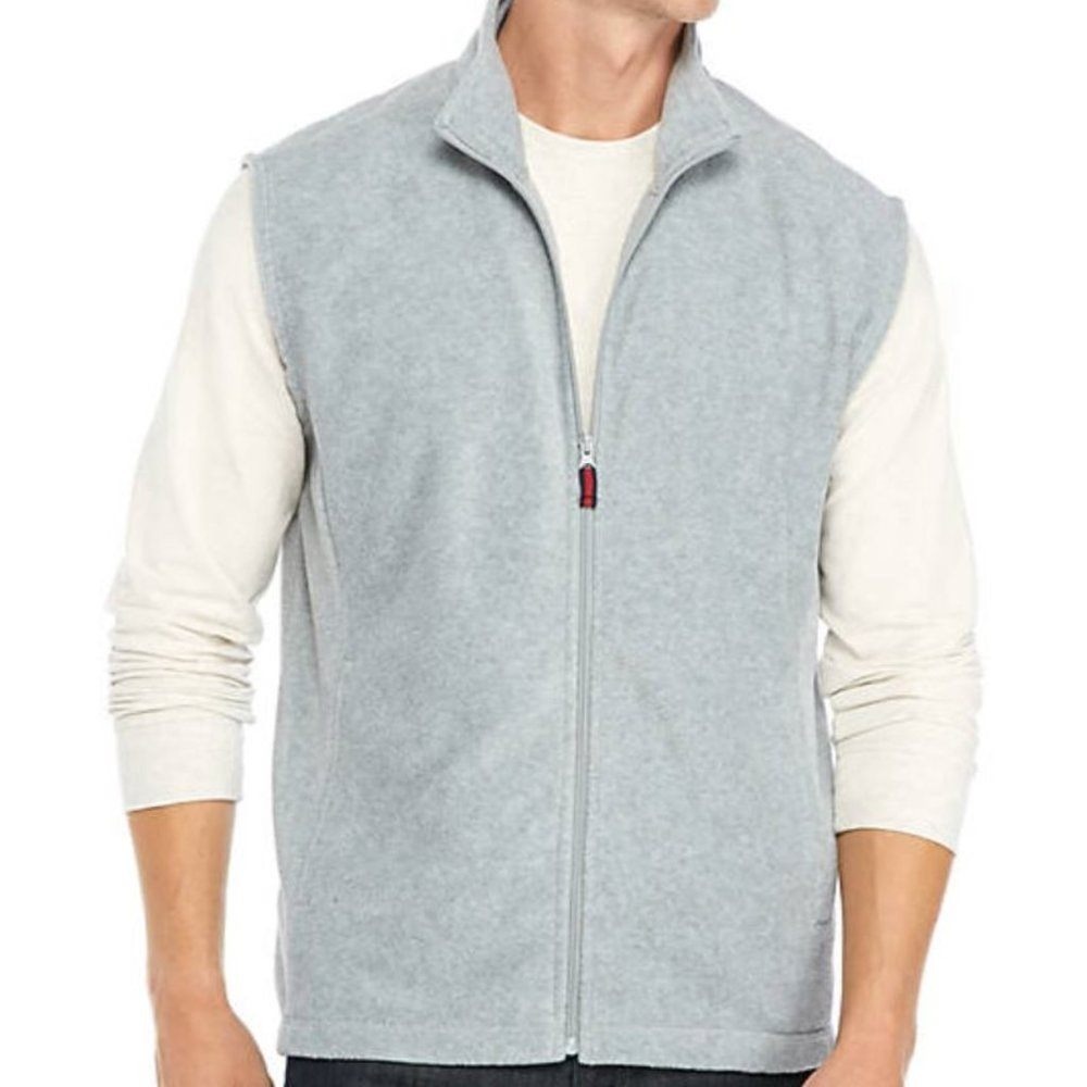 NEW Saddlebred Mens XXL Fleece Vest Gray Full Zip Mock Neck Sleeveless Jacket